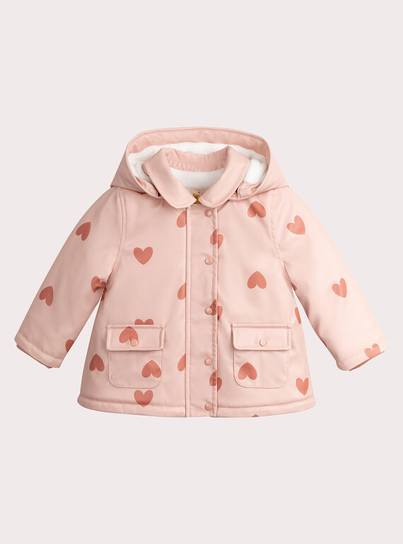 Capa de chuva rosa com capuz removível para menina  VIJOIMP / 24WG09E1IMP030