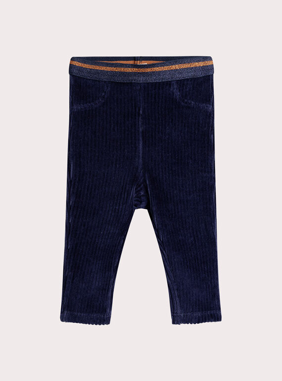Calças de veludo azul meia-noite para menina  VIROPAN2 / 24WG09P2PAN070