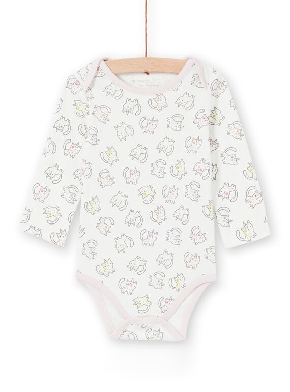 Body recém-nascido menina de mangas compridas estampado gatinhos-unicórnios multicores LEFIBODANI2 / 21SH1328BDL001