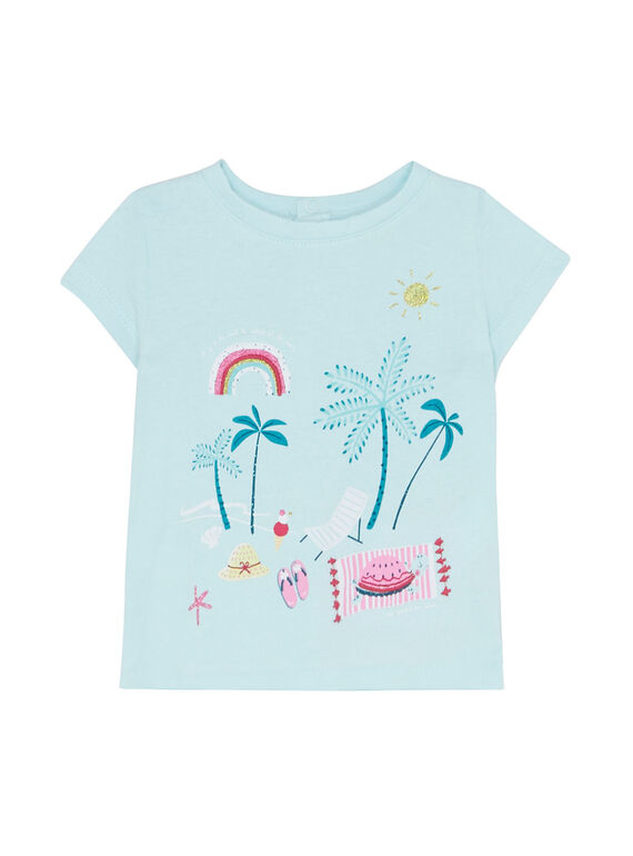 T-shirt de mangas curtas azul gelado menina JIQUATI / 20SG09R1TMC219