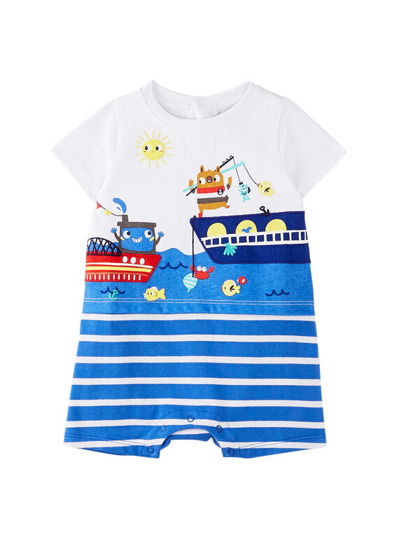 Babygro curto bebé menino branco e azul JEGAGREMER / 20SH14U4GRE000