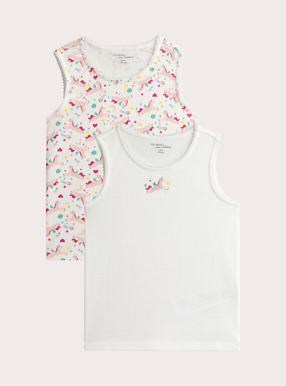 Conjunto de 2 regatas com padrão de unicórnio para meninas  VEFATDEBUNI / 24WH1181HLI001