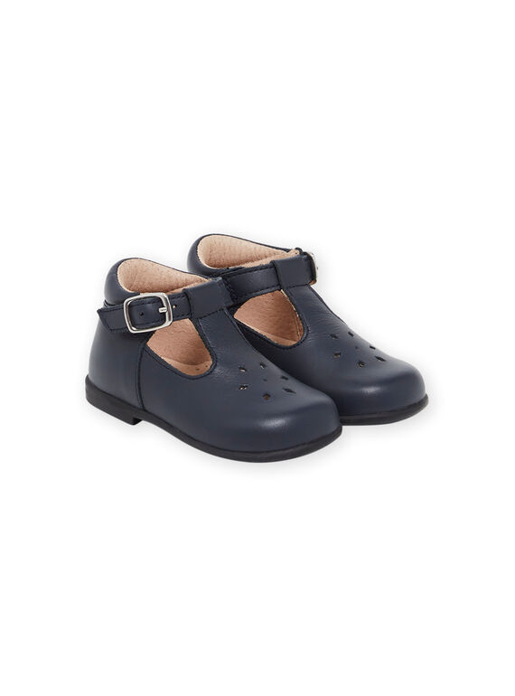 Salomés em couro liso azul-marinho PISALMIXTE / 22XK37B1D13070