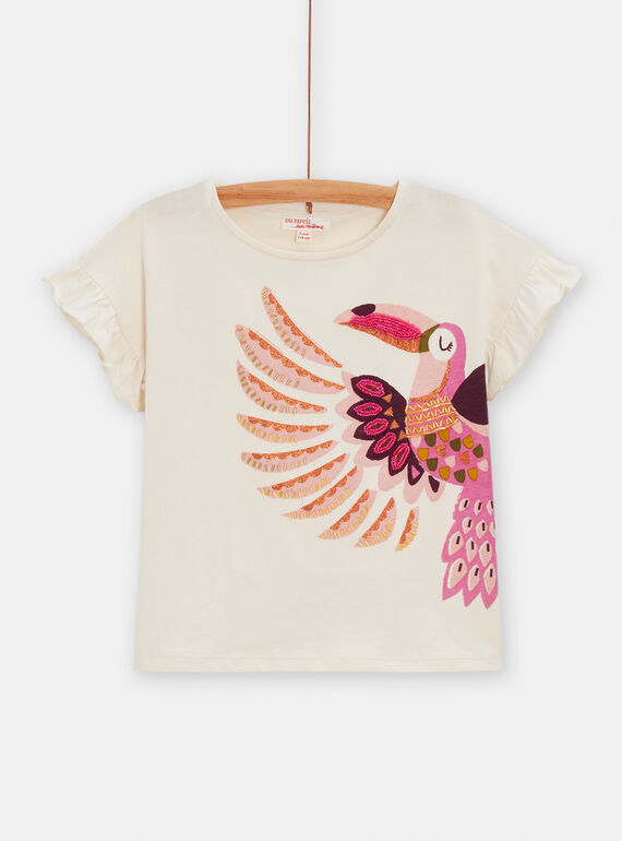 T-shirt cru com animação tucano para menina TACRITI2 / 24S901L1TML003