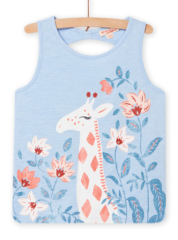 Camisola de alças azul-pastel com padrões de girafa e flores menina NASANDEB / 22S901S1DEBC236