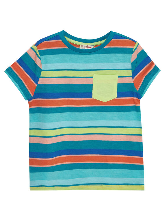 T-shirt menino mangas curtas riscas turquesa multicor JOMARTI4 / 20S902P4TMCC242