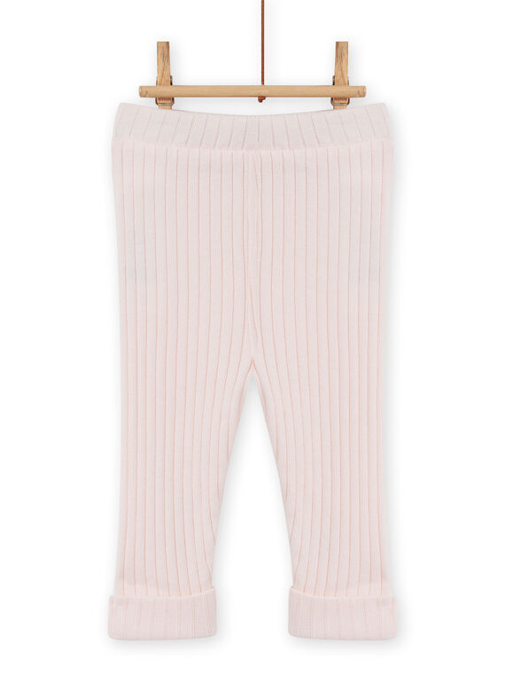 Leggings lisas rosa pálido caneladas bebé menina MYIJOLEGCO2 / 21WI0913CAL632