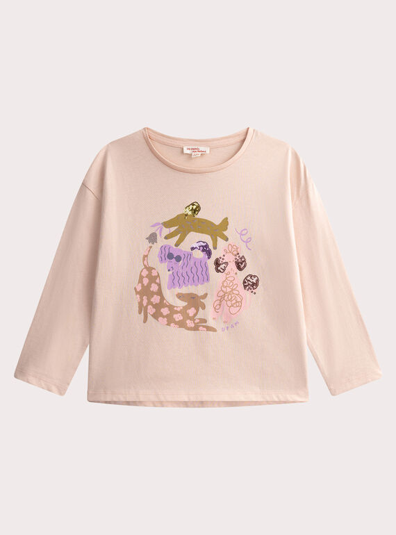 T-shirt nude de manga comprida com estampado de cães WALANTEE2 / 25S90141TMLD319