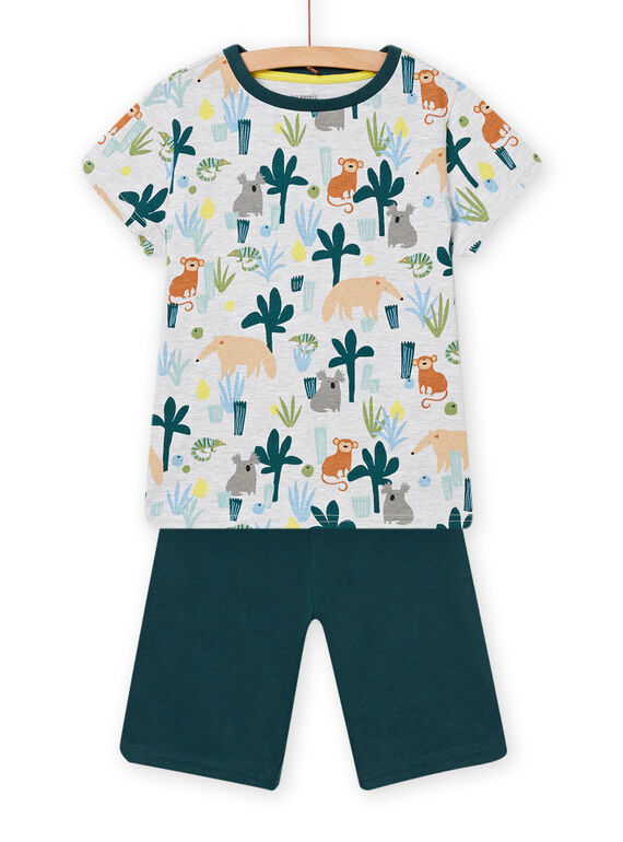 Conjunto pijama cru e azul-petróleo com estampado de selva menino NEGOPYCJUN / 22SH12H4PYJ003