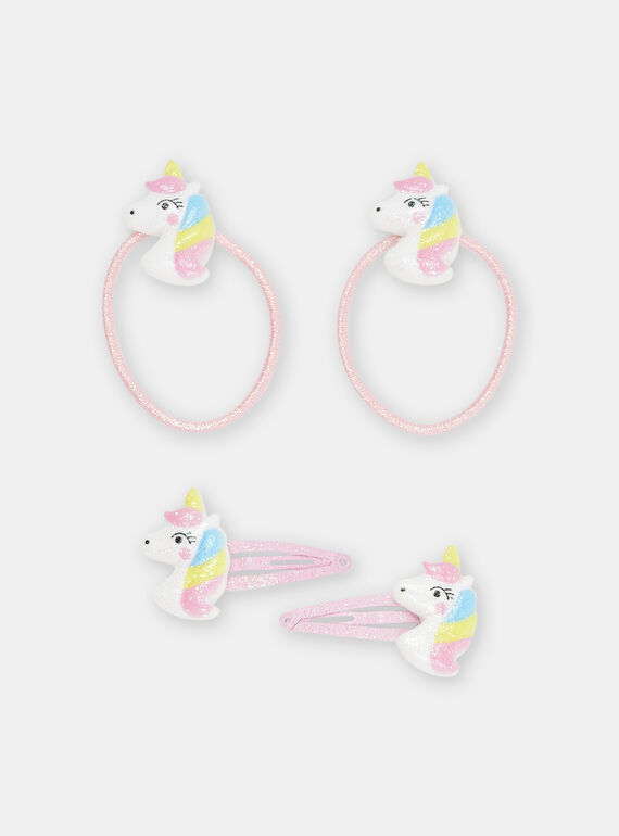 2 elásticos e 2 ganchos rosa a condizer menina SYAJOCLIP7 / 23WI018CBRT099