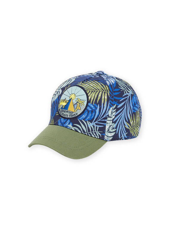 Boné azul-noite com estampado de folhas menino NYOJOCAP3 / 22SI02C5CHA705