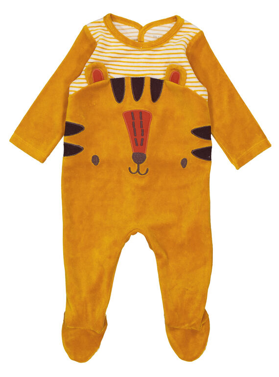Babygro às riscas amarelo e cru em veludo menino GEGAGRETIG / 19WH14N3GREB105