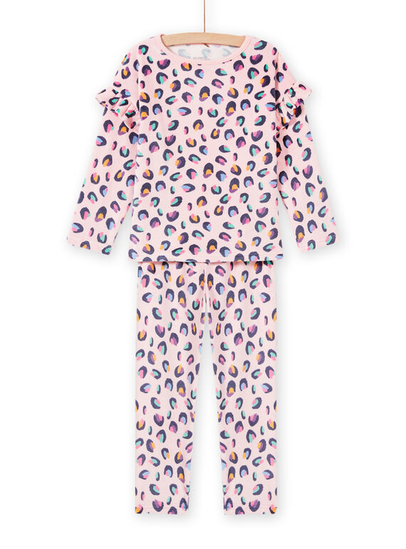 Conjunto pijama em veludo rosa com estampado pantera menina MEFAPYJBOX / 21WH1197PYJ309