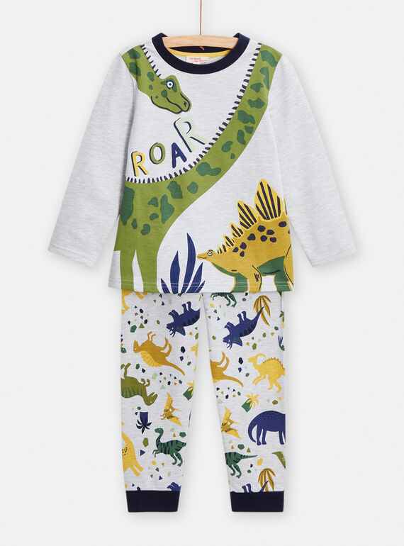 Pijama cinzento mesclado com estampado e padrão de dinossauros menino TEGOPYJROAR / 24SH1245PYJJ920