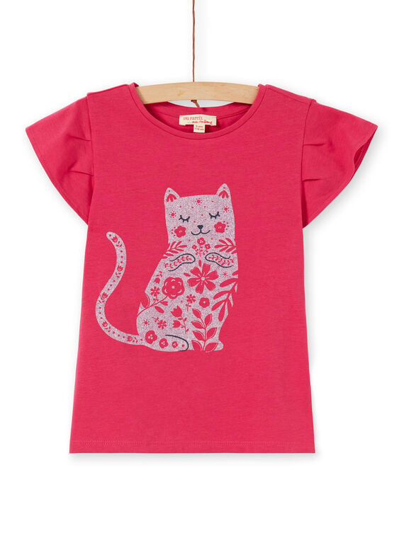 T-shirt rosa com padrão gato LAJOTI1 / 21S90133D31F507