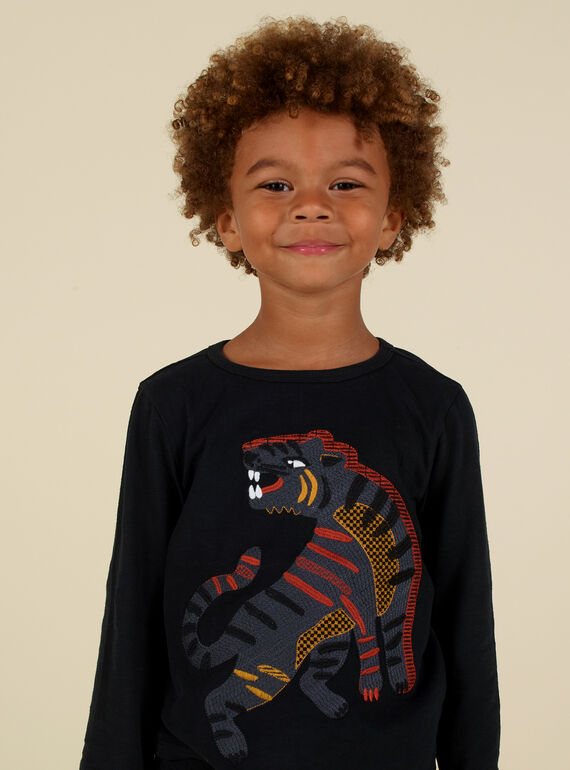 T-shirt bordada preto menino MOHITEE1 / 21W902U4TMLJ915