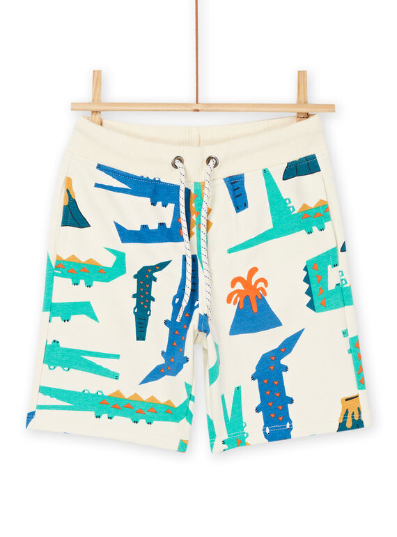 Bermudas em moletão branco creme com estampado crocodilos ROBALBER2 / 23S902W4BERA002