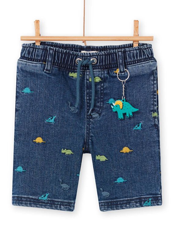 Bermudas de ganga azul estampado dinossauros criança menino LOVERBER2 / 21S902Q1BERP274