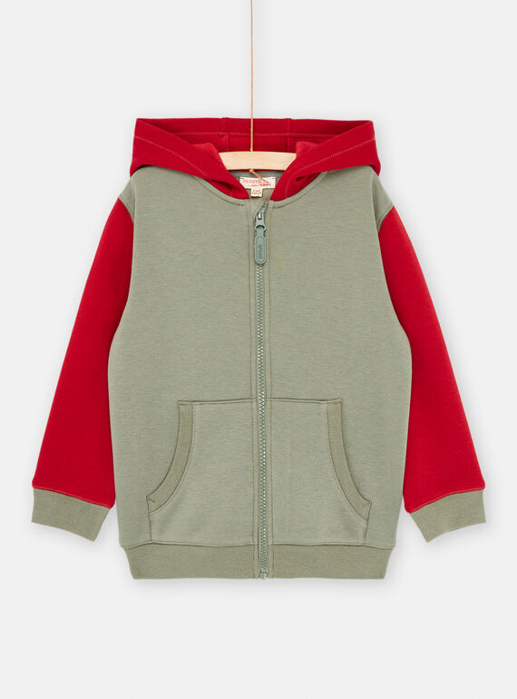 Casaco de malha verde-cinza e vermelho para menino SOJOGIL2 / 23W902N2GIL631