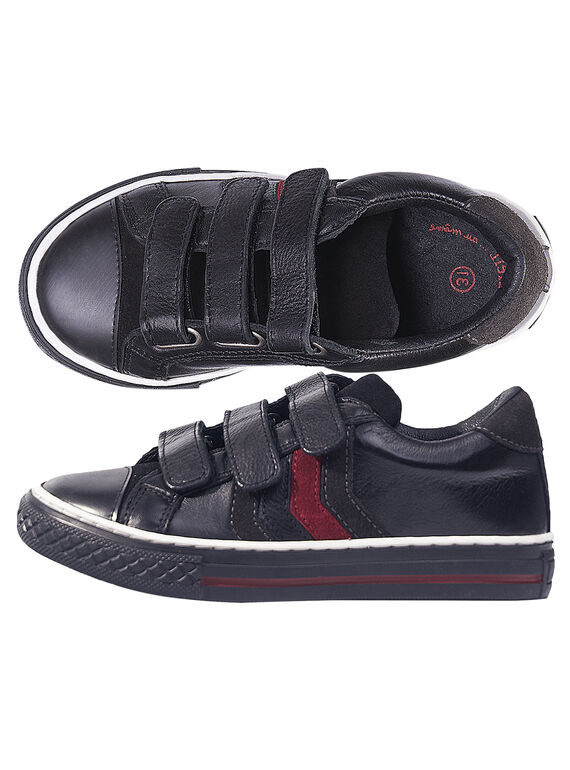 Sapatilhas couro preto criança menino GGBASBLACK / 19WK36IBD3F090