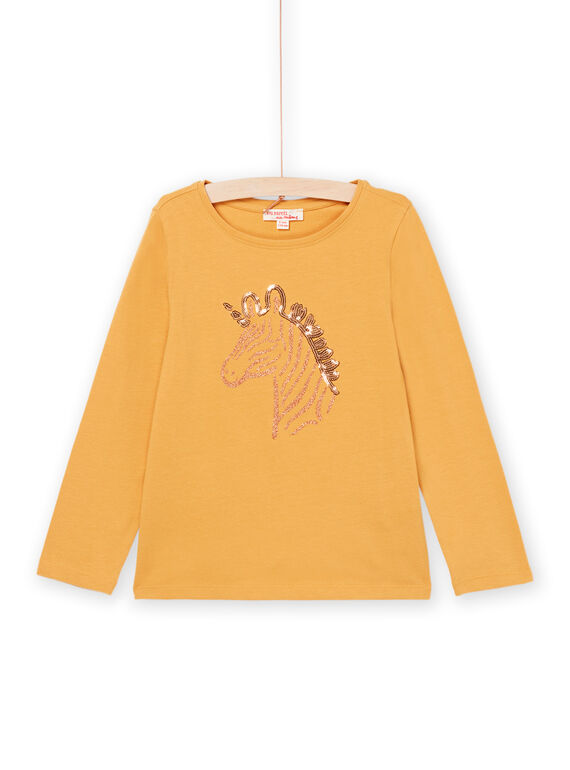 T-shirt de mangas compridas amarelo com estampado de zebra PAJOYTEE5 / 22W901B2TMLB107