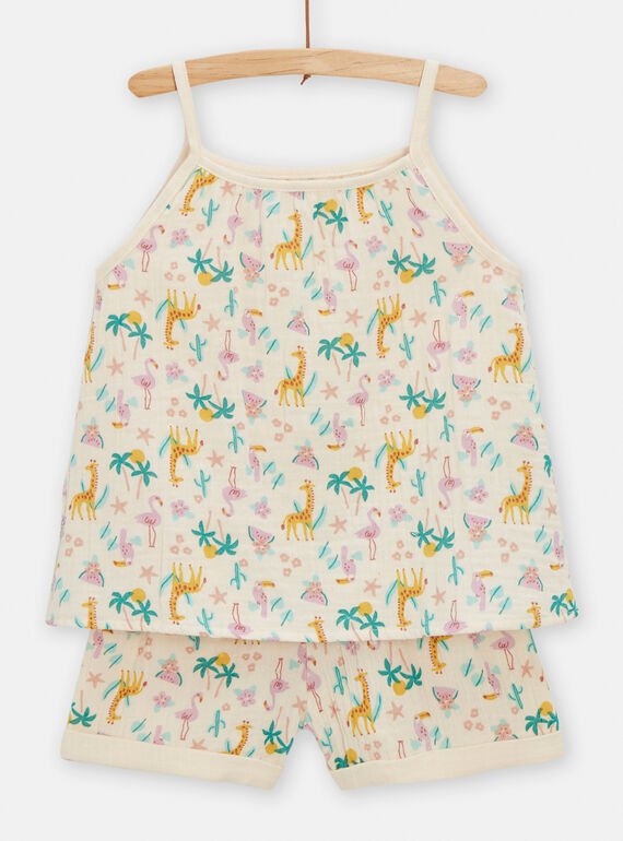 Pijama cru em gaze de algodão menina TEFAPYJGAZ / 24SH1151PYJ003