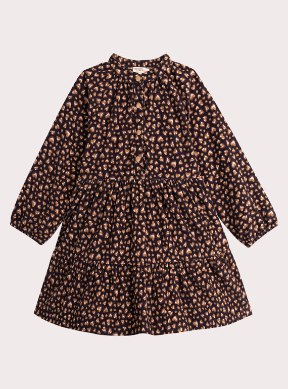 Vestido de veludo com estampa de leopardo para menina  VABAROB1 / 24W901Q2ROB718