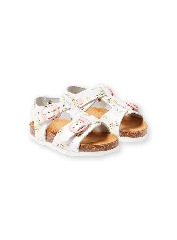 Sandálias branco com fivelas e estampado ananás bebé menina LBFNUANAS / 21KK3751D0E000