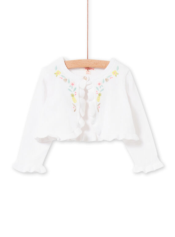 Casaco de malha branco e azul-celeste bebé menina LIBALCAR / 21SG09O1CAR000