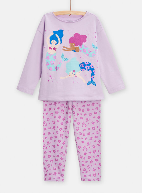 Pijama violeta com padrão de sereias menina TEFAPYJMER / 24SH1148PYJ328