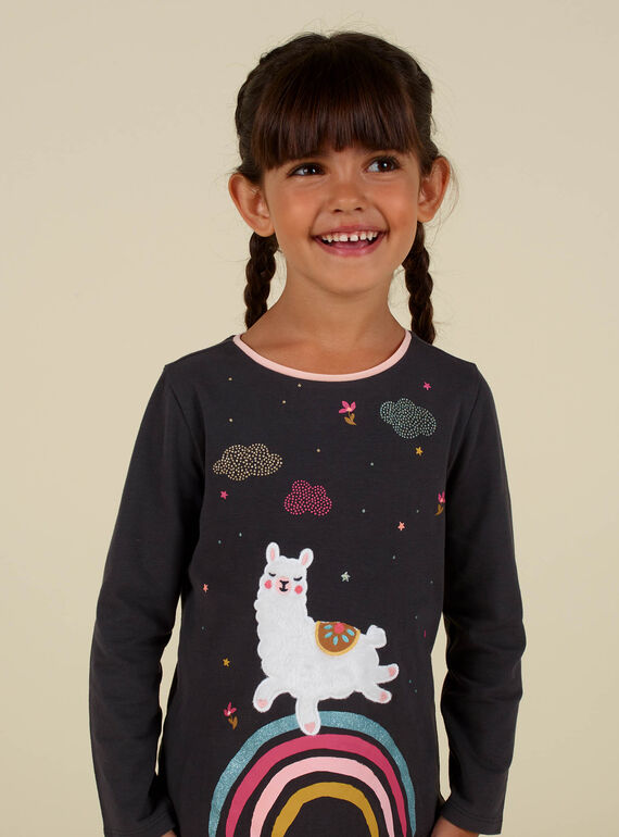 T-shirt cinzento com estampado de lama fantasia menina MAHITEE2 / 21W901U1TMLJ905