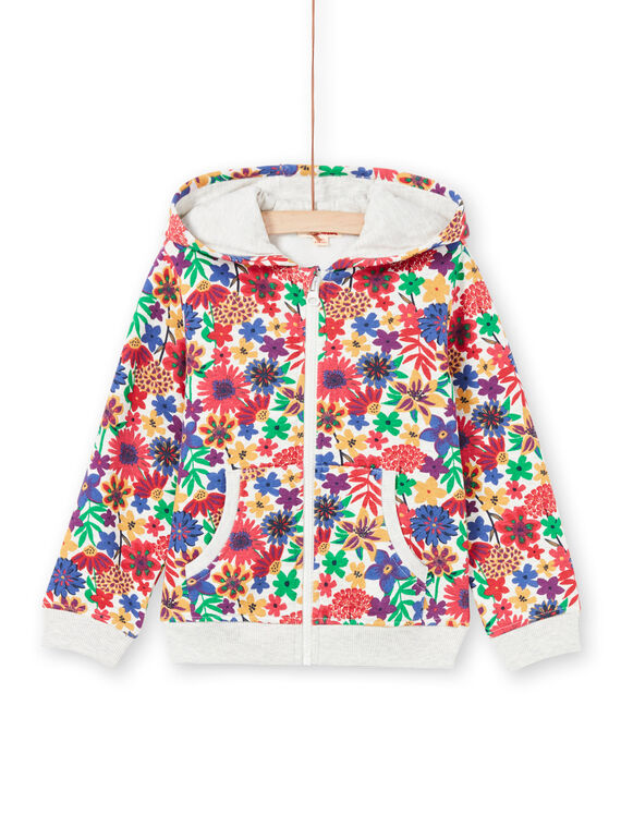 Sweat com capuz cru e vermelho estampado florido menina MAJOHAUJOG2EX / 21W90116JGH006