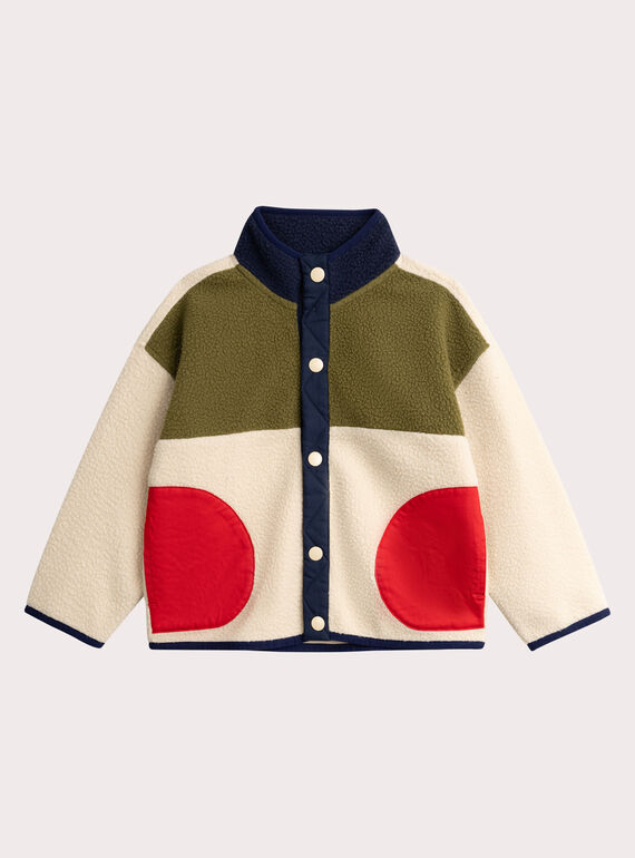 PolÁrea de sherpa ecru com bolsos de sarja para menino  VOJOGIL1 / 24W902H2GIL009