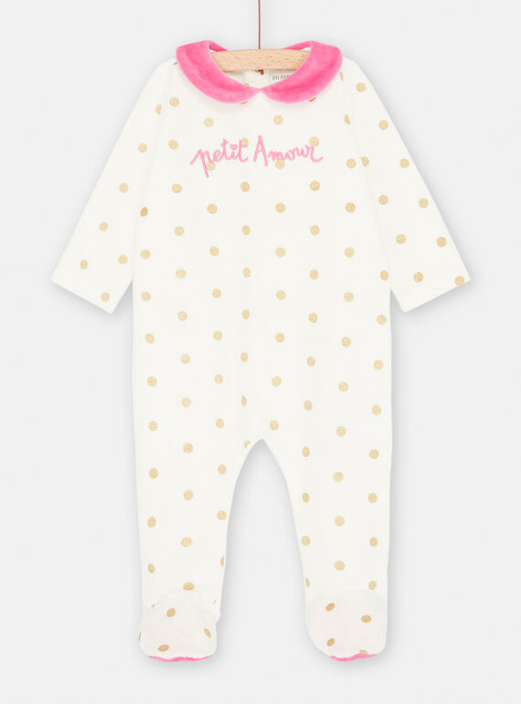 Babygro em veludo cru às bolas bebé menina SEFIGREAMO / 23WH1344GRE001