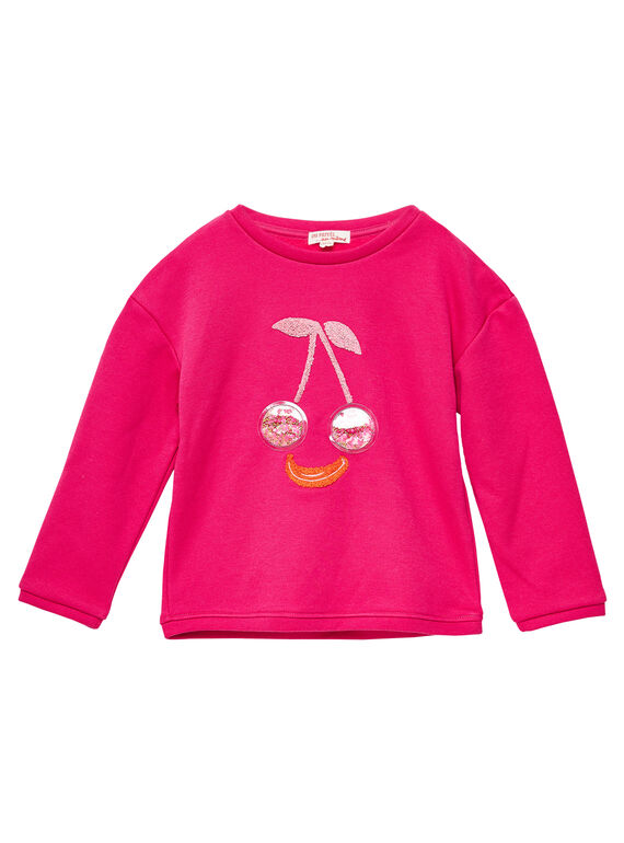 Sweat rosa acolchoado com cereja e remendo plastificado JAVISWEA / 20S901D1SWEF507