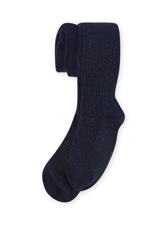 Collants liso azul de meia noite canelado menina MYAJOSCOL2 / 21WI0115COLC205