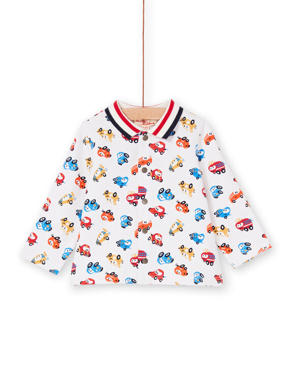 Camisa cru e vermelha estampado carro bebé menino LUHACHEM / 21SG10X1CHM001