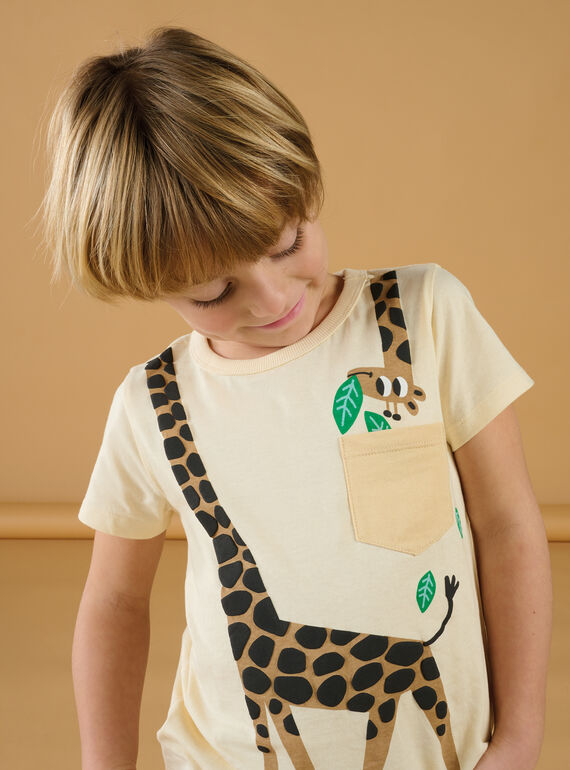 T-shirt creme com padrão de girafa ROJUNTI5 / 23S902U5TMCA002