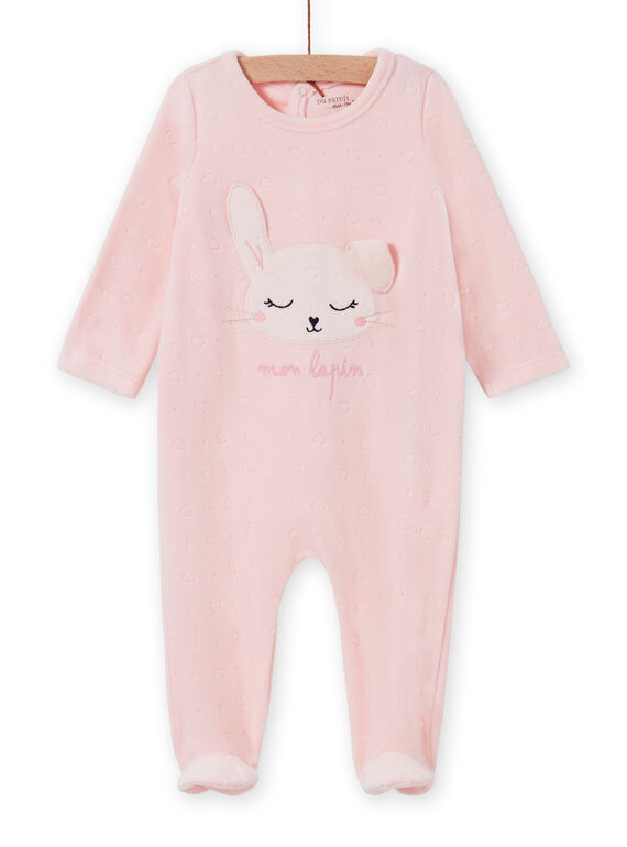 Babygro rosa em veludo padrão coelho bebé menina MEFIGRELAP / 21WH1386GRED310