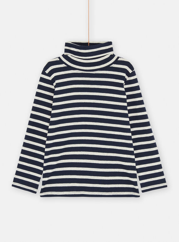 Camisola interior azul-noite e branco com estampado às riscas para menino SOJOSOUP3 / 23W902N2SPL705