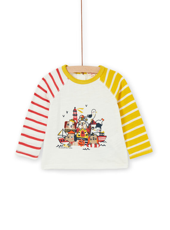 T-shirt cru e amarela em algodão bebé menino LUNOTEE3 / 21SG10L1TML001
