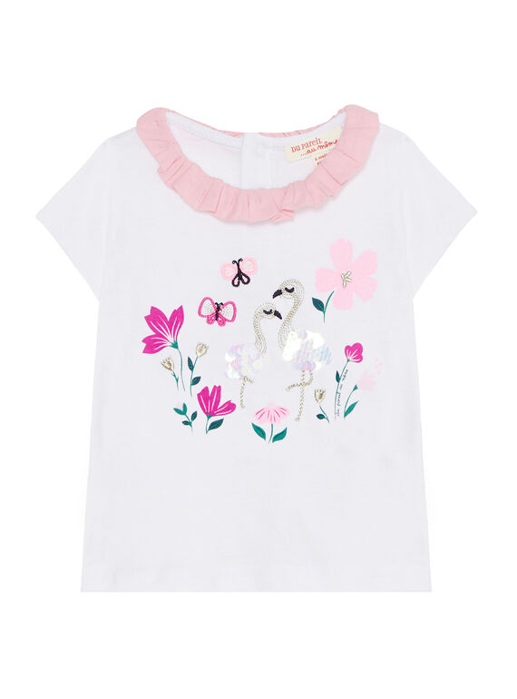 T-shirt mangas curtas e gola folheada bebé menina JIPOEBRA / 20SG09G1BRA000