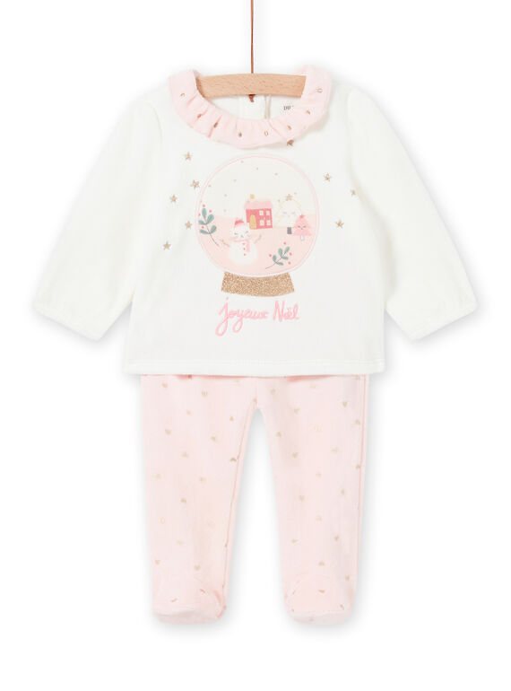 Conjunto de pijama bicolor com padrão de Natal em veludo menina MEFIPYJNO / 21WH13F1PYJD329