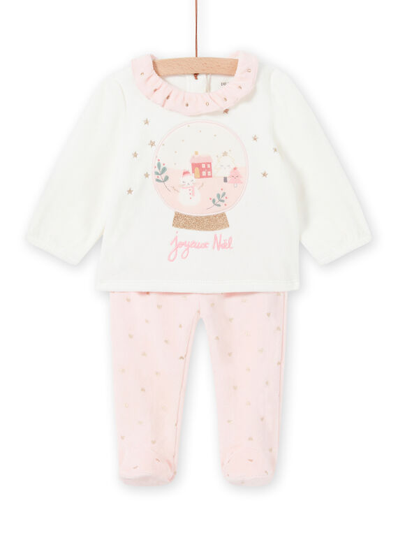 Conjunto de pijama bicolor com padrão de Natal em veludo menina MEFIPYJNO / 21WH13F1PYJD329