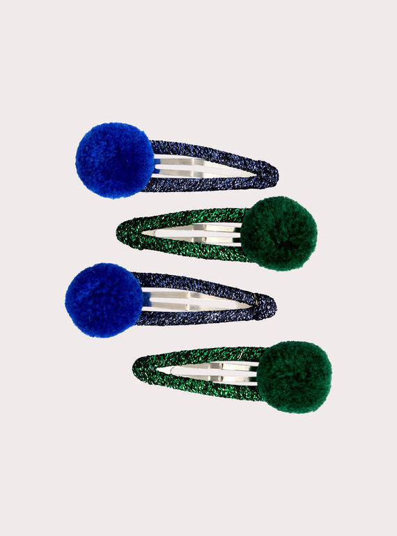 Conjunto de 4 barrettes de borla para menina  VYAJOCLIP3 / 24WI01L4BRT060