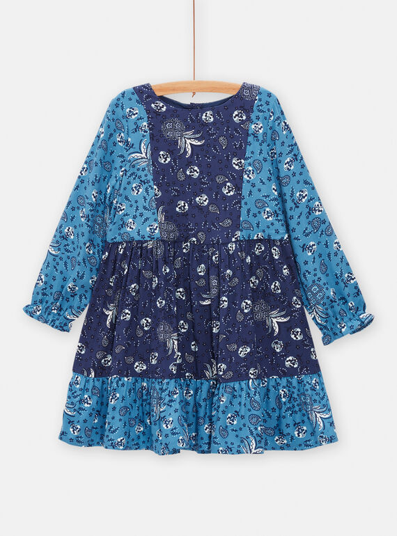 Vestido azul com estampado caxemira estilo patchwork para menina TADEROB1 / 24S901J1ROBC220