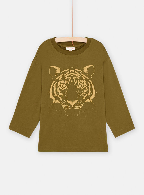 T-shirt caqui com padrão de tigre menino SOJOTIEP1 / 23W902G3TML612