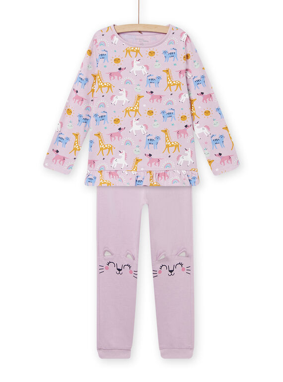 Conjunto pijama t-shirt e calças parma com padrão de animais menina NEFAPYJSUN / 22SH11G4PYJ320