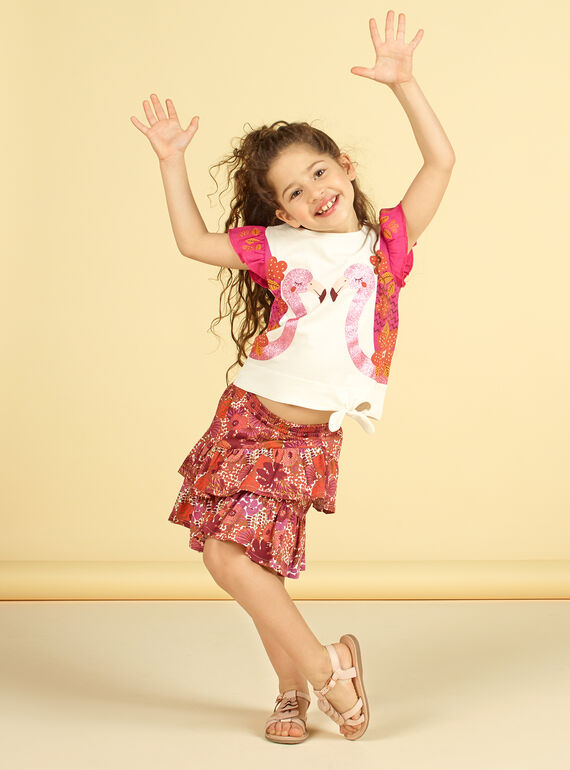 T-shirt mangas curtas, estampado flamingo com purpurinas LATERTI2 / 21S901V2TMC001