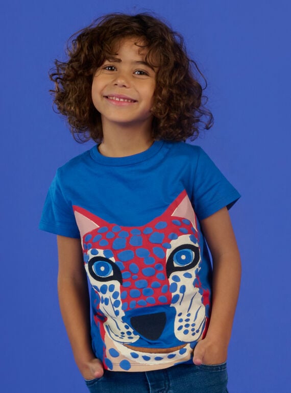 T-shirt azul com padrão leopardo RONAUTI2 / 23S902N2TMCC238